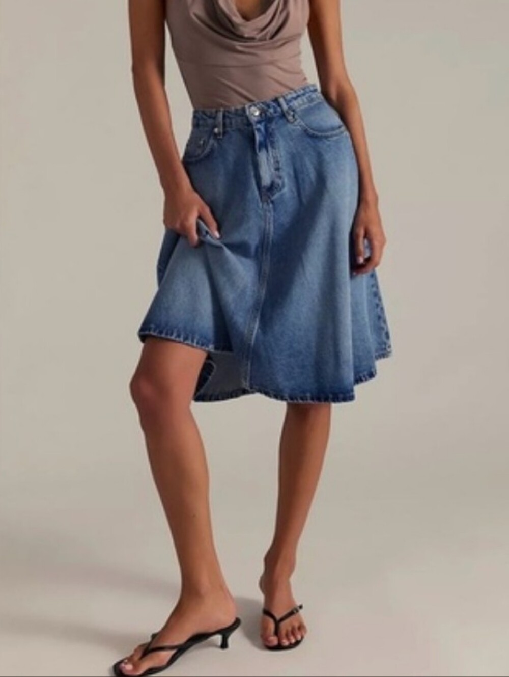 FREE PEOPLE Eclipse Denim Midi Skirt